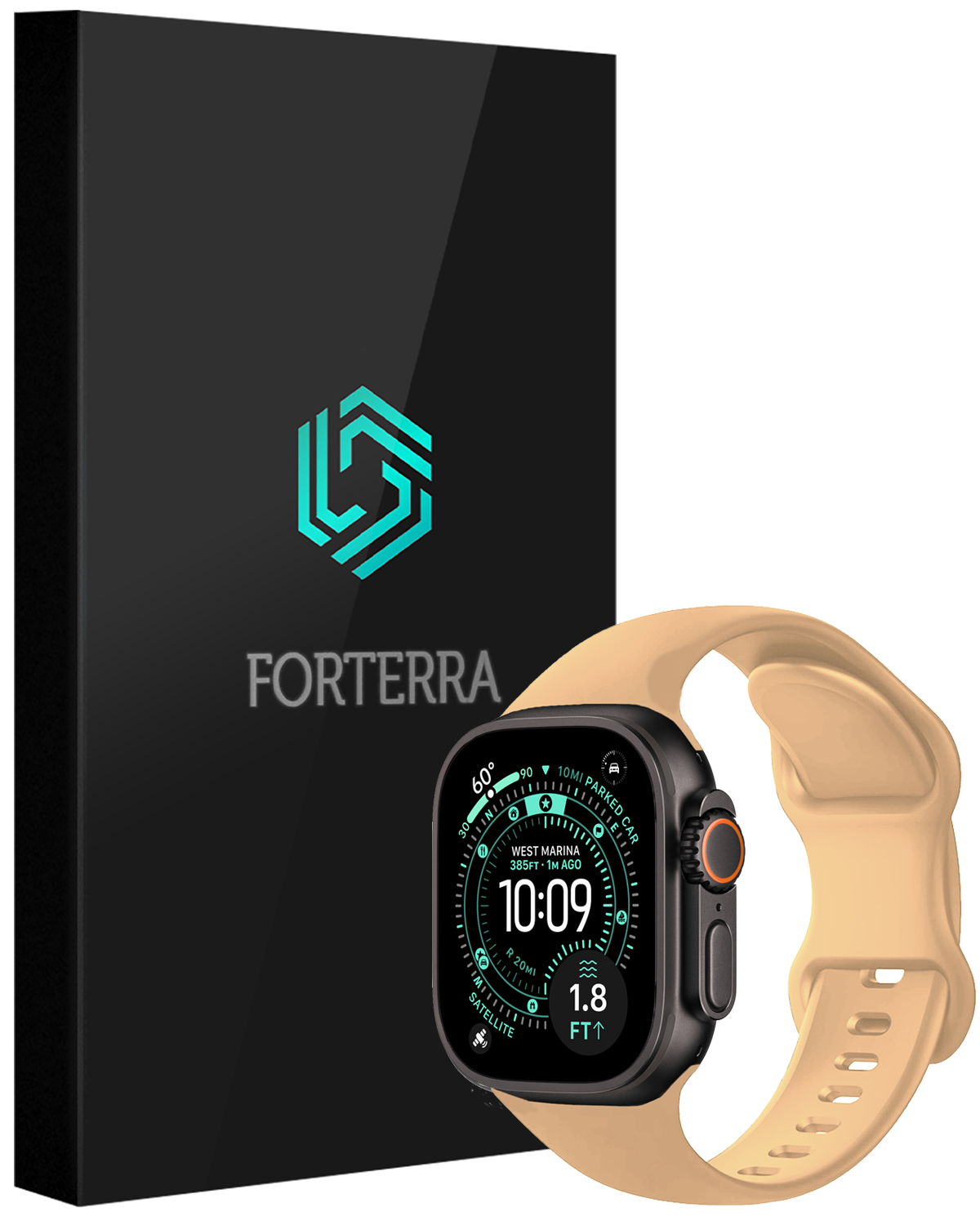 Forterra Forterra Apple Watch Bandje Siliconen Verstelbaar (49 mm) - Walnoot