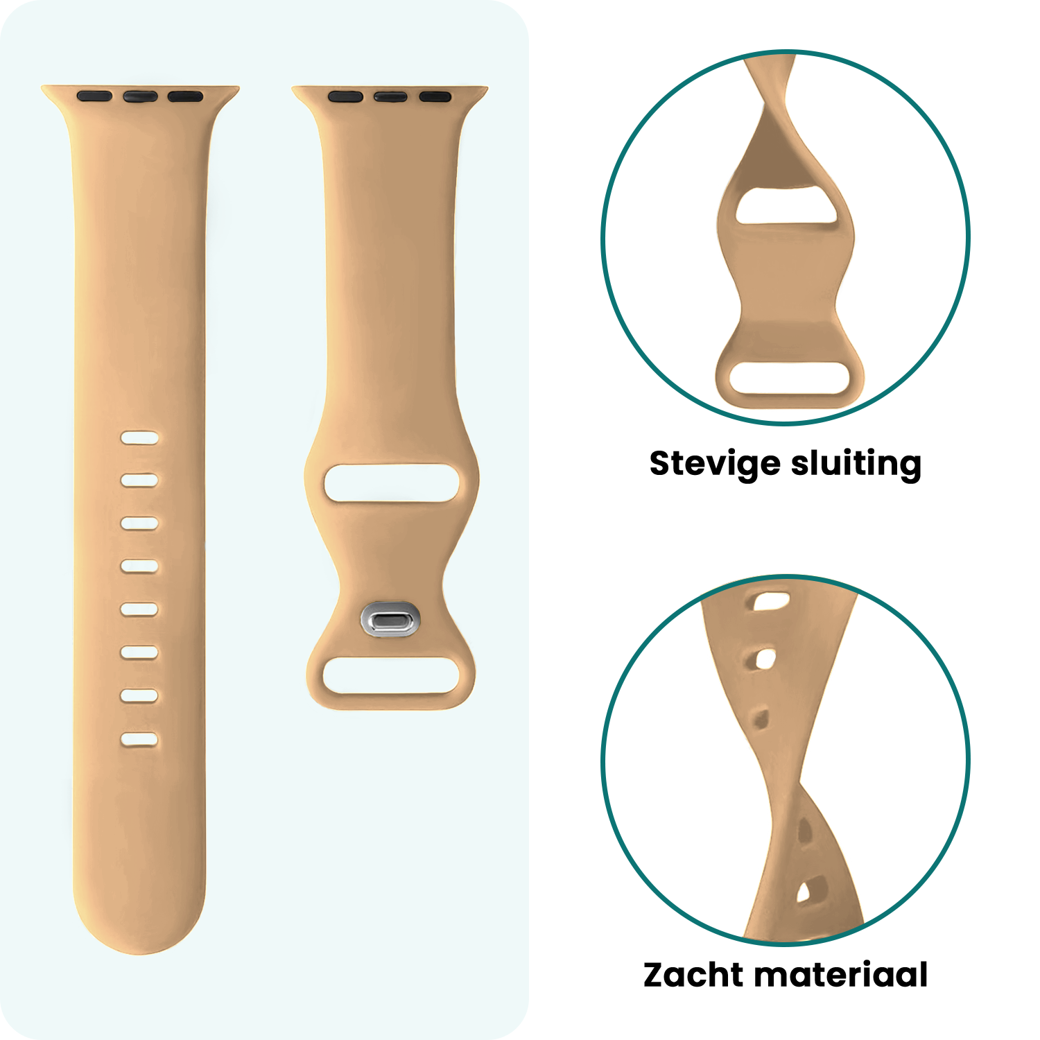 Forterra Forterra Apple Watch Bandje Siliconen Verstelbaar (49 mm) - Walnoot