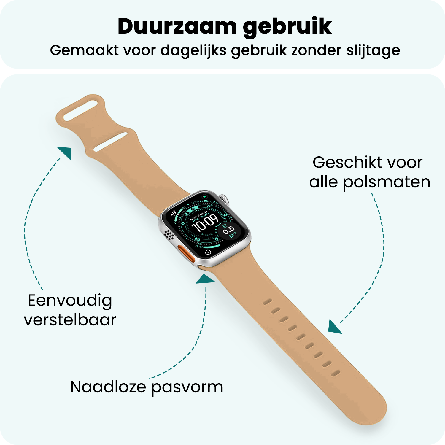 Forterra Forterra Apple Watch Bandje Siliconen Verstelbaar (49 mm) - Walnoot