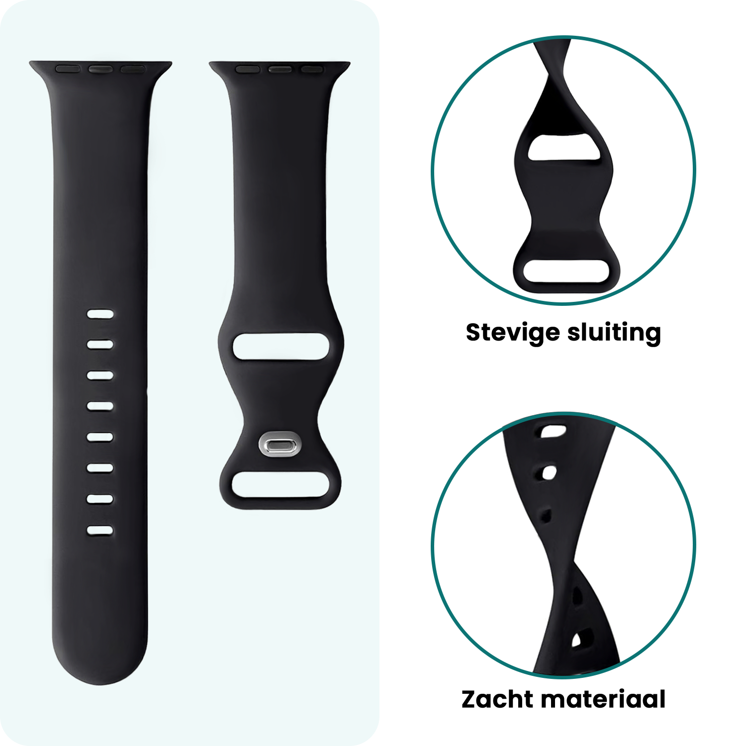 Forterra Forterra Apple Watch Bandje Siliconen Verstelbaar (49 mm) - Zwart