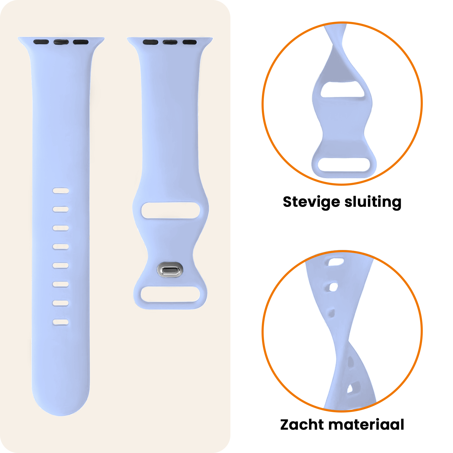 Nomfy Nomfy Apple Watch Bandje Siliconen Verstelbaar (49 mm) - Baby Blauw