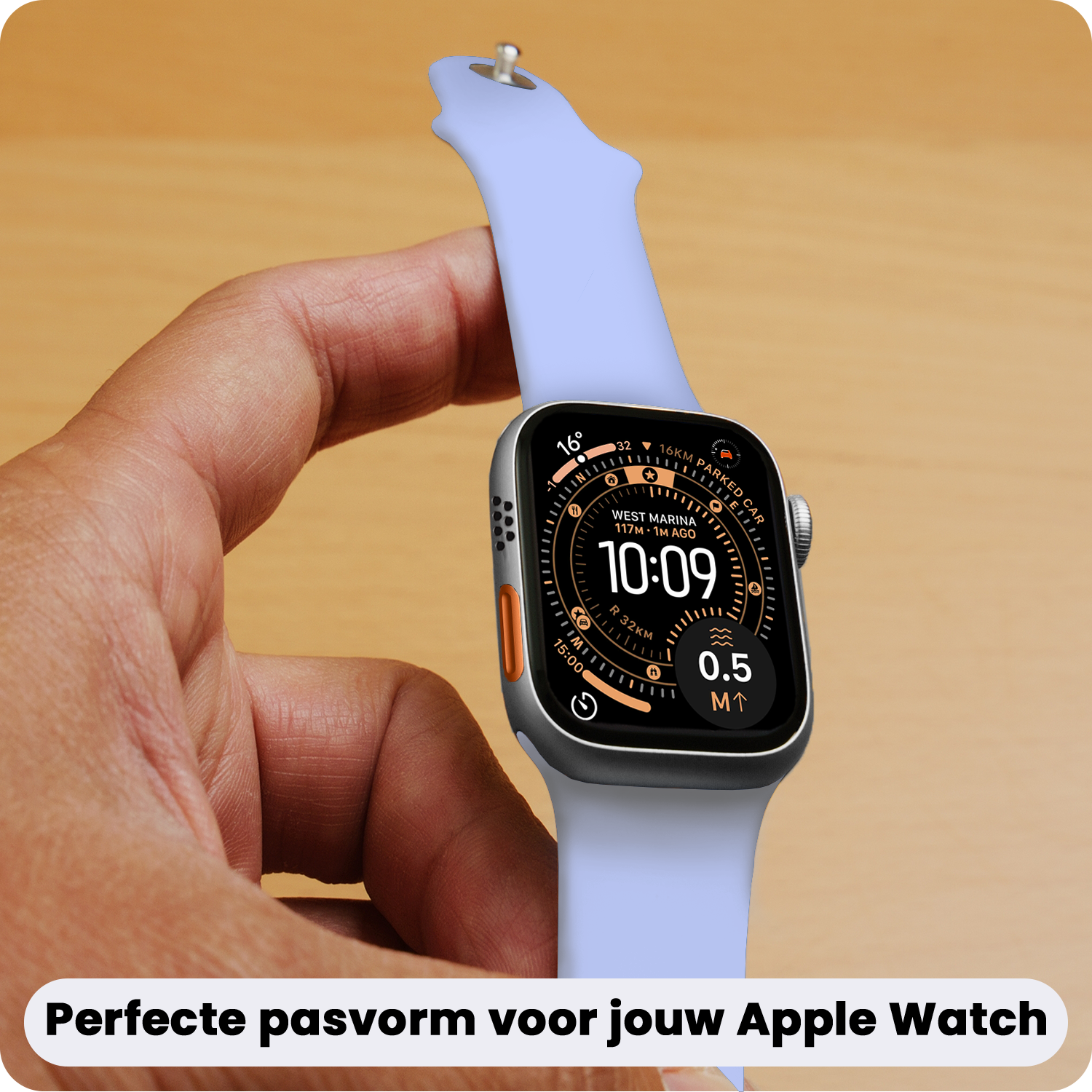 Nomfy Nomfy Apple Watch Bandje Siliconen Verstelbaar (49 mm) - Baby Blauw