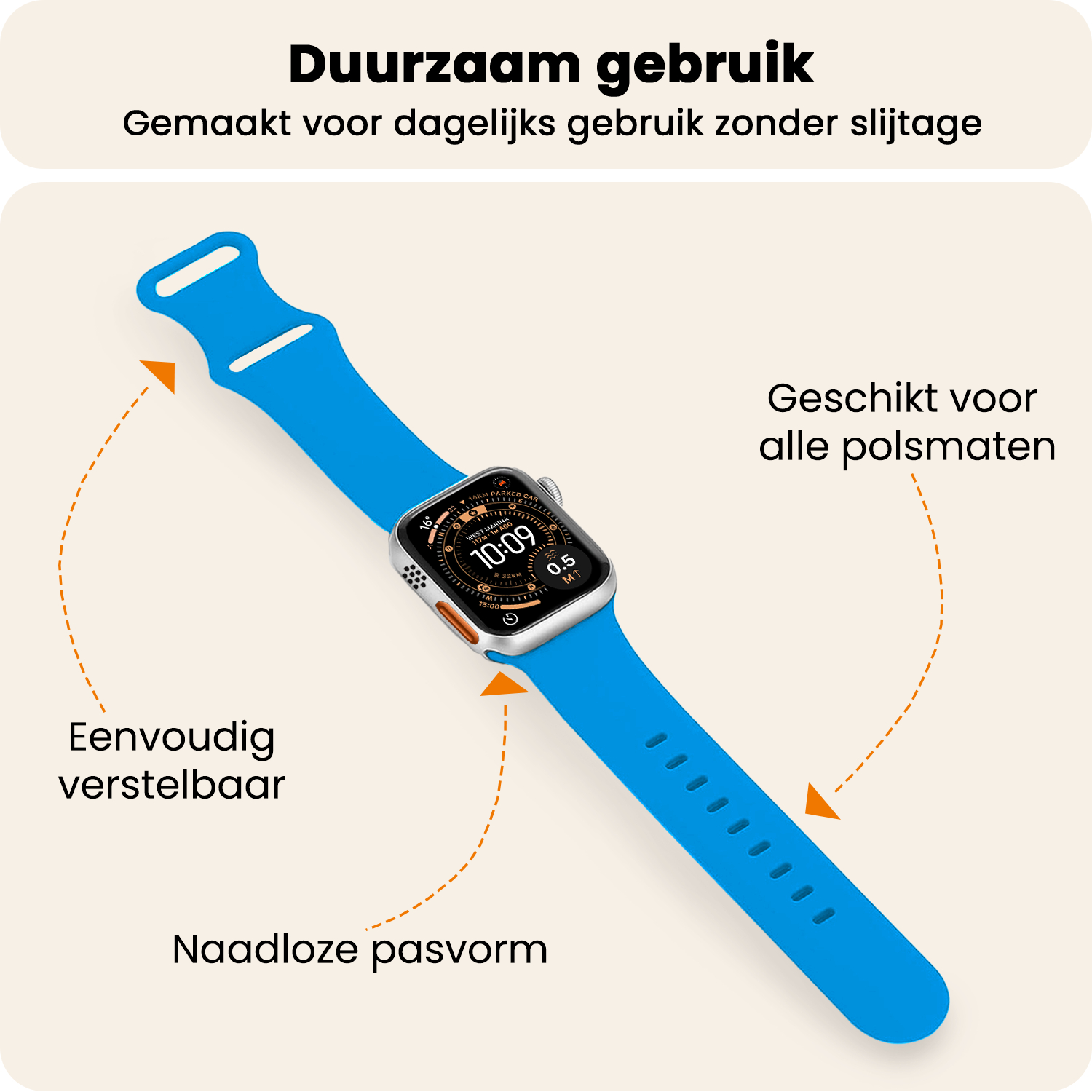 Nomfy Nomfy Apple Watch Bandje Siliconen Verstelbaar (49 mm) - Blauw