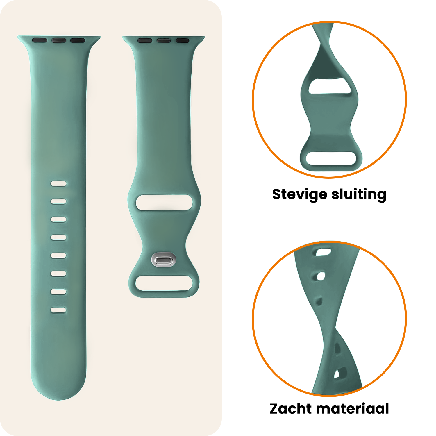 Nomfy Nomfy Apple Watch Bandje Siliconen Verstelbaar (49 mm) - Cactus