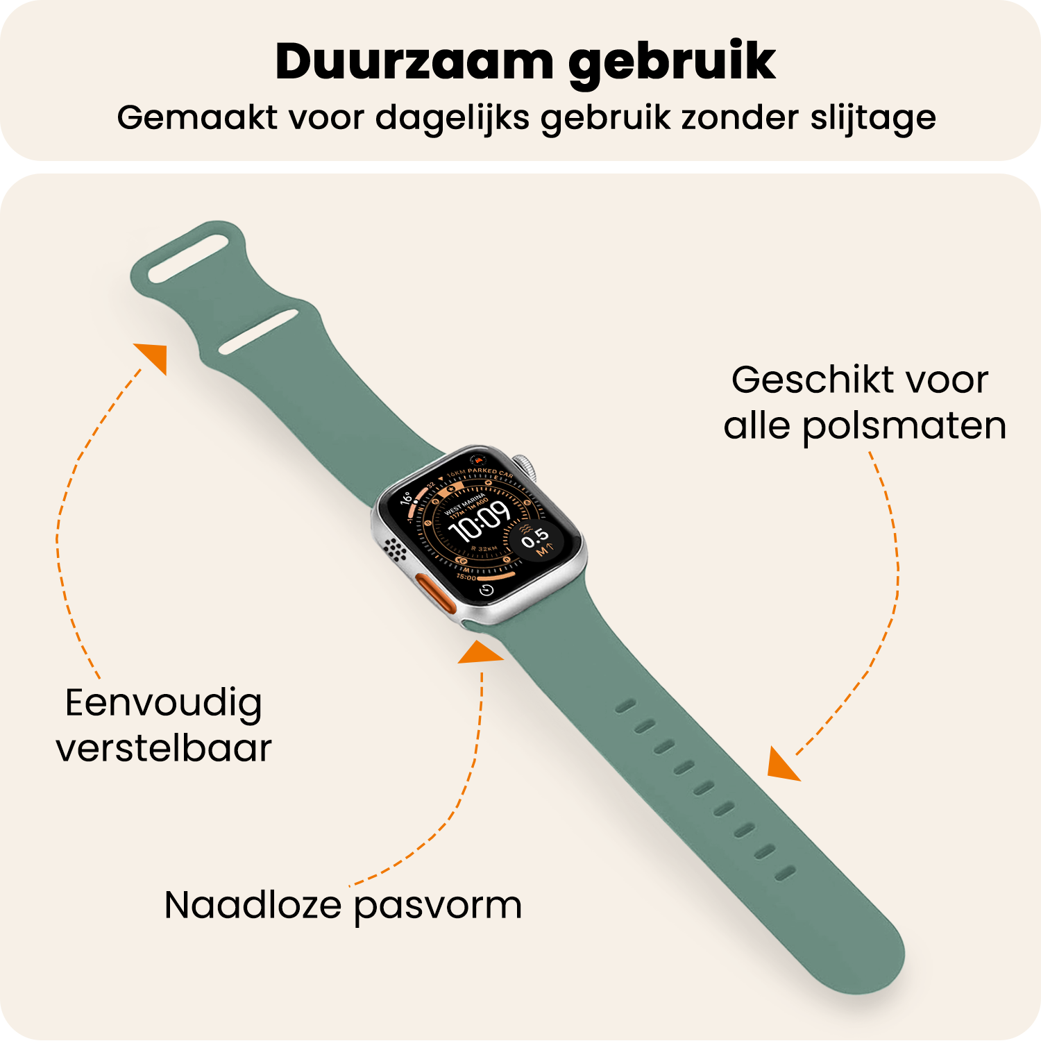 Nomfy Nomfy Apple Watch Bandje Siliconen Verstelbaar (49 mm) - Cactus