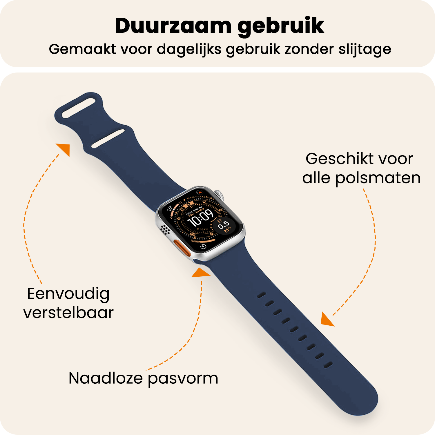 Nomfy Nomfy Apple Watch Bandje Siliconen Verstelbaar (49 mm) - Donkerblauw