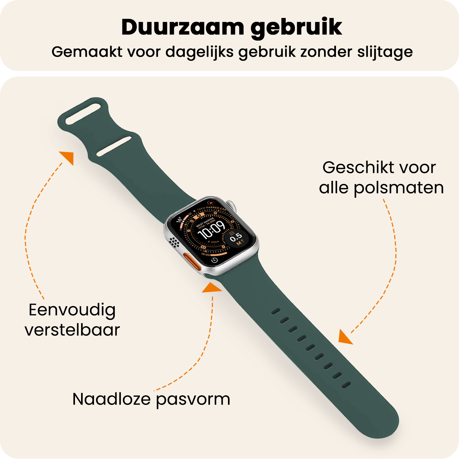 Nomfy Nomfy Apple Watch Bandje Siliconen Verstelbaar (49 mm) - Donkergroen