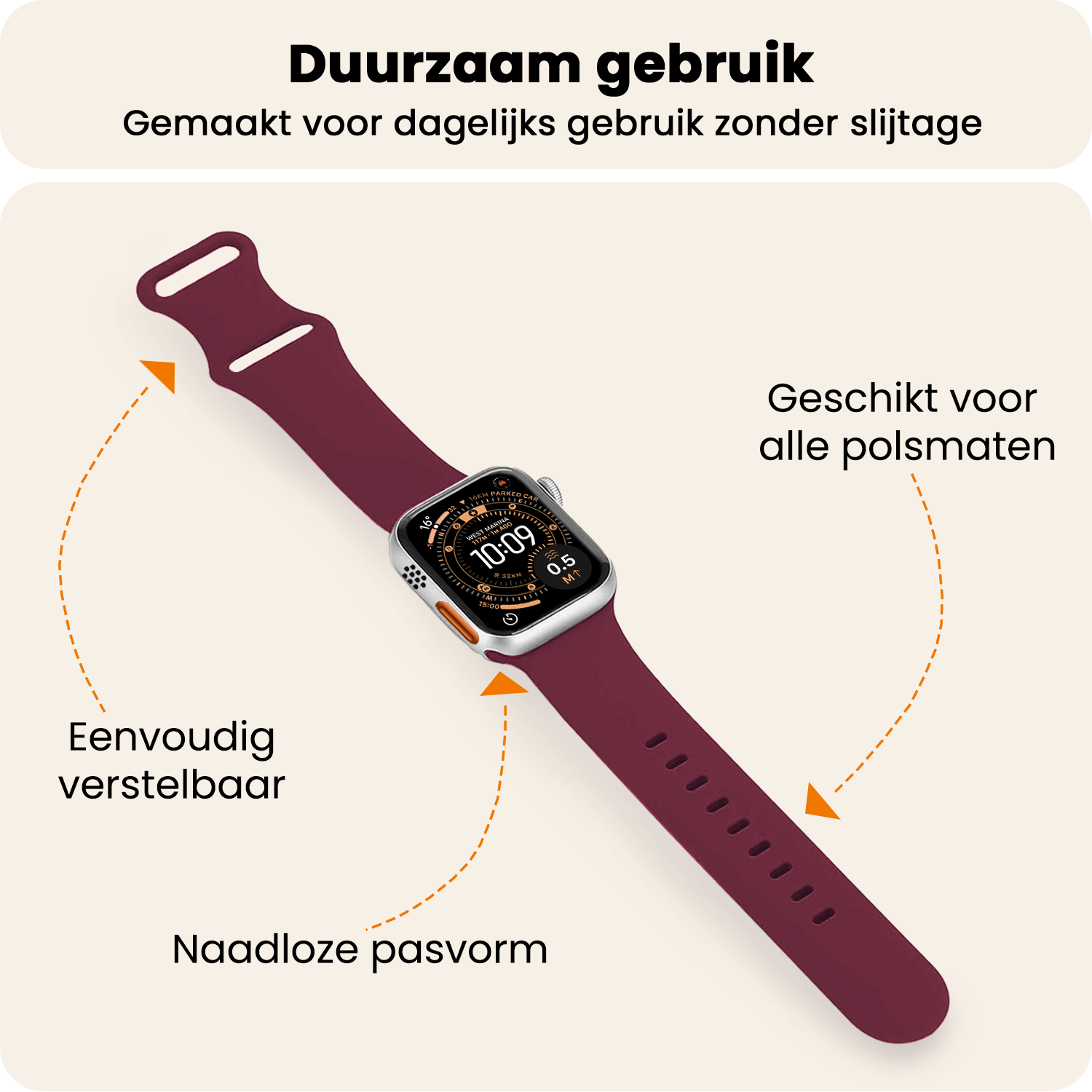 Nomfy Nomfy Apple Watch Bandje Siliconen Verstelbaar (49 mm) - Donker Rood