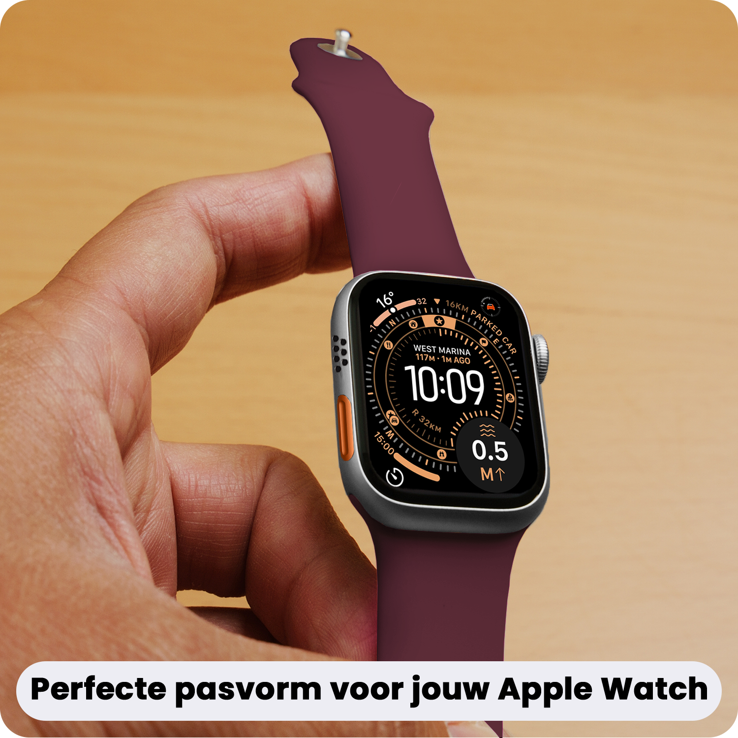 Nomfy Nomfy Apple Watch Bandje Siliconen Verstelbaar (49 mm) - Donker Rood