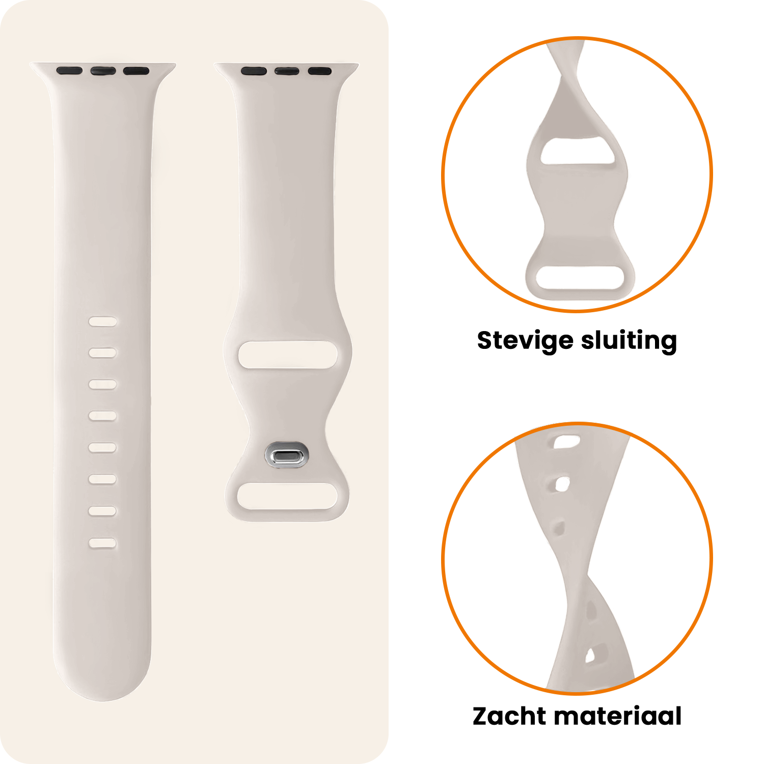 Nomfy Nomfy Apple Watch Bandje Siliconen Verstelbaar (49 mm) - Ivoor