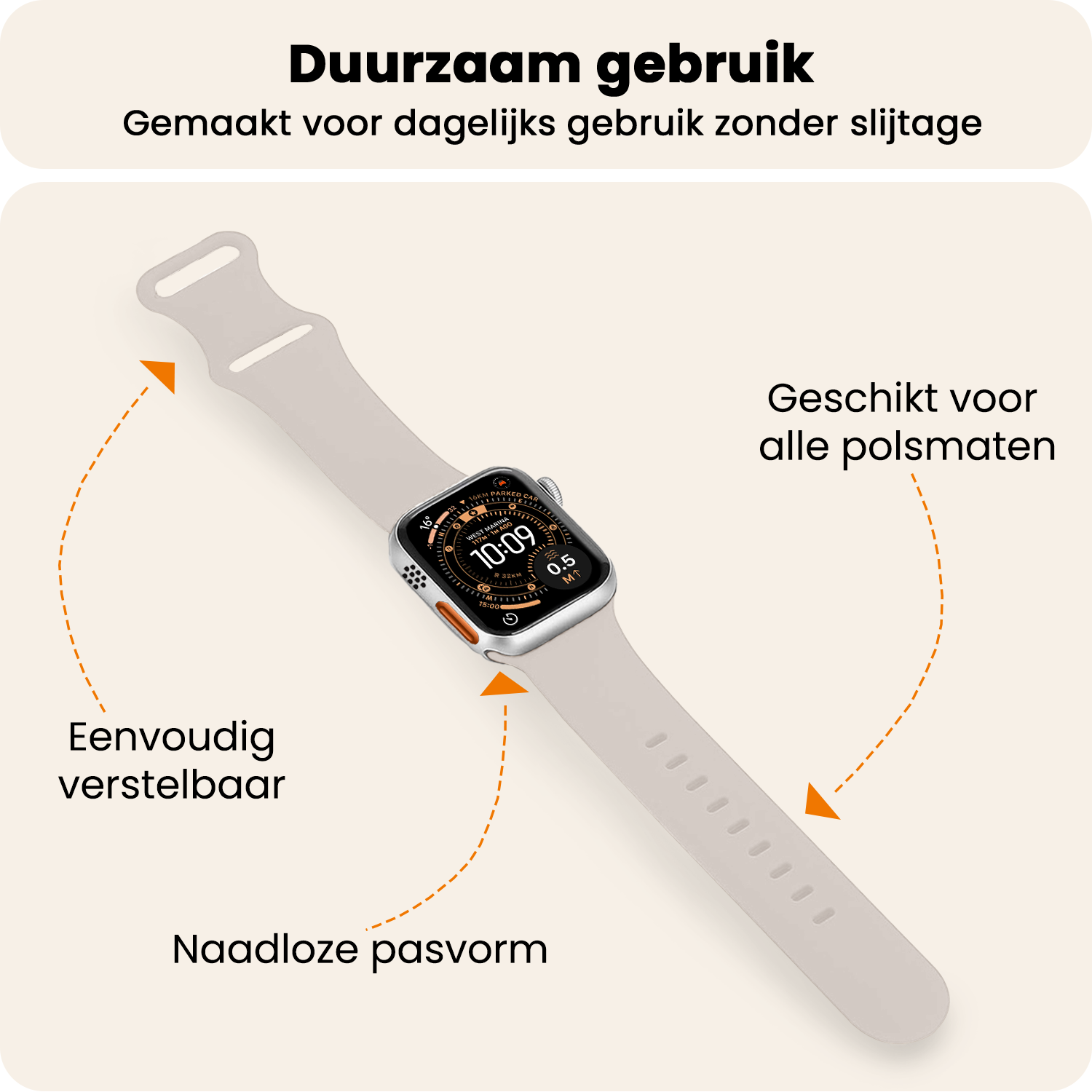 Nomfy Nomfy Apple Watch Bandje Siliconen Verstelbaar (49 mm) - Ivoor