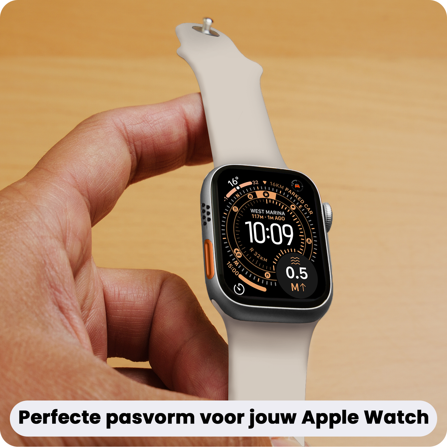 Nomfy Nomfy Apple Watch Bandje Siliconen Verstelbaar (49 mm) - Ivoor