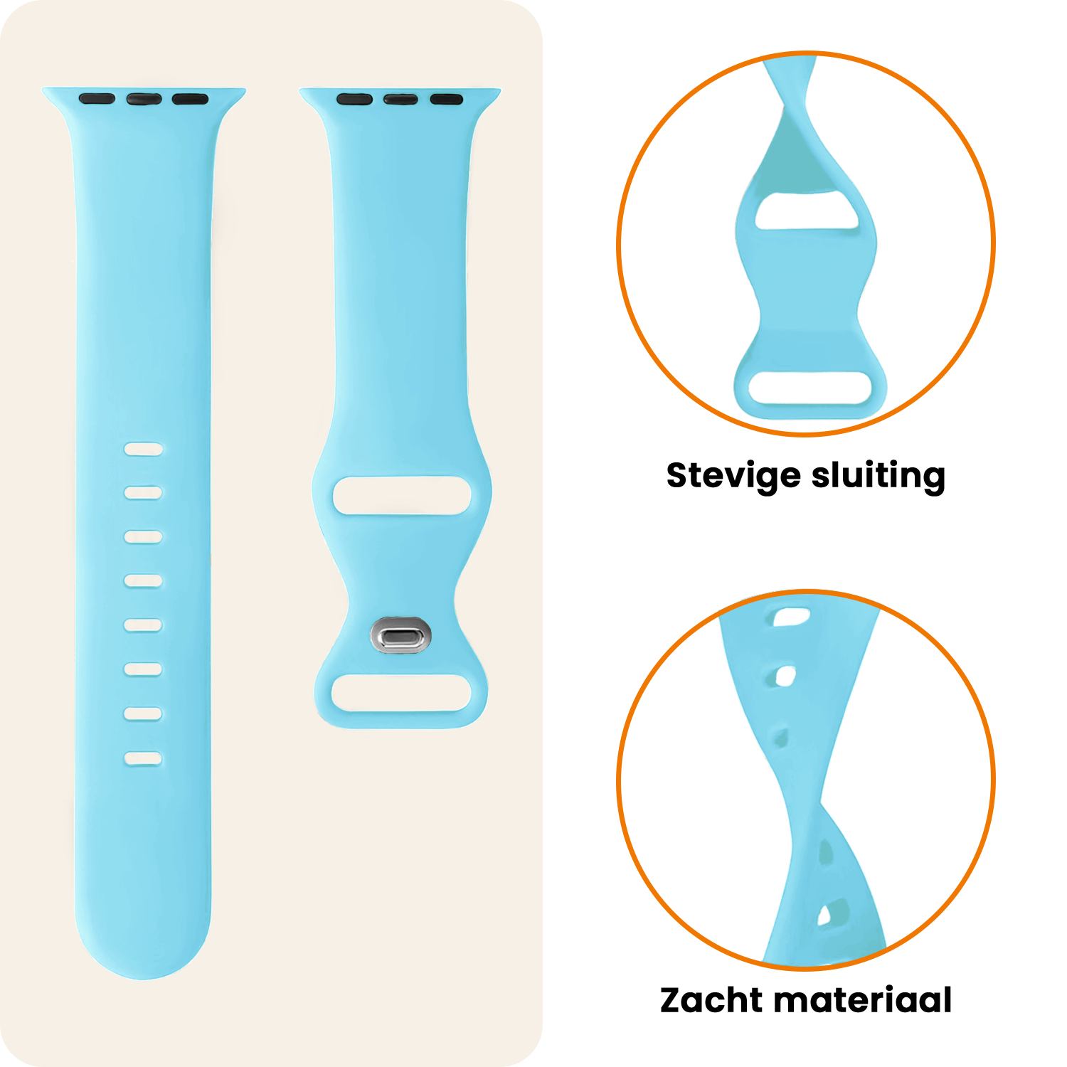 Nomfy Nomfy Apple Watch Bandje Siliconen Verstelbaar (49 mm) - Lichtblauw