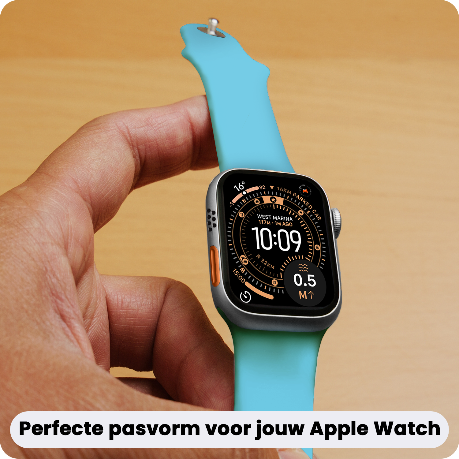 Nomfy Nomfy Apple Watch Bandje Siliconen Verstelbaar (49 mm) - Lichtblauw