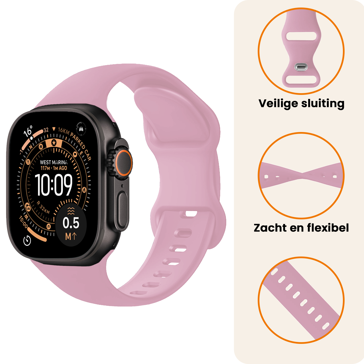 Nomfy Nomfy Apple Watch Bandje Siliconen Verstelbaar (49 mm) - Lila