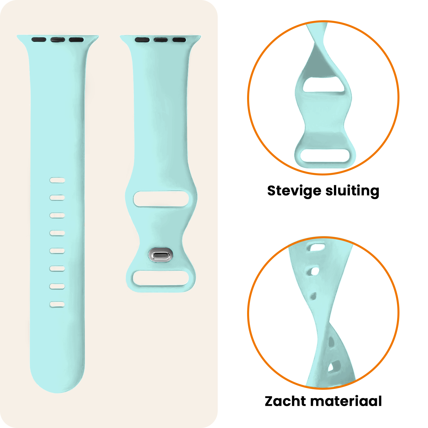 Nomfy Nomfy Apple Watch Bandje Siliconen Verstelbaar (49 mm) - Mint