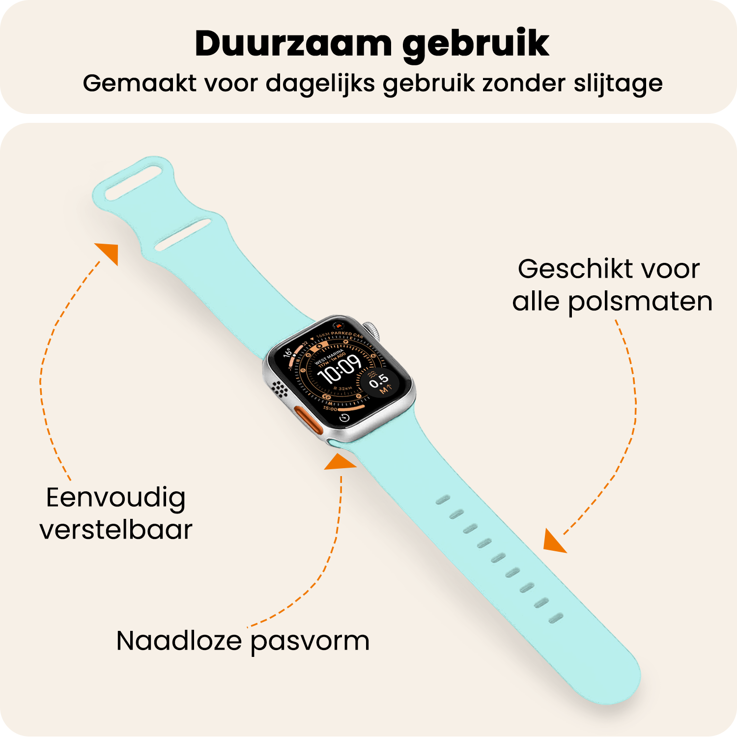 Nomfy Nomfy Apple Watch Bandje Siliconen Verstelbaar (49 mm) - Mint