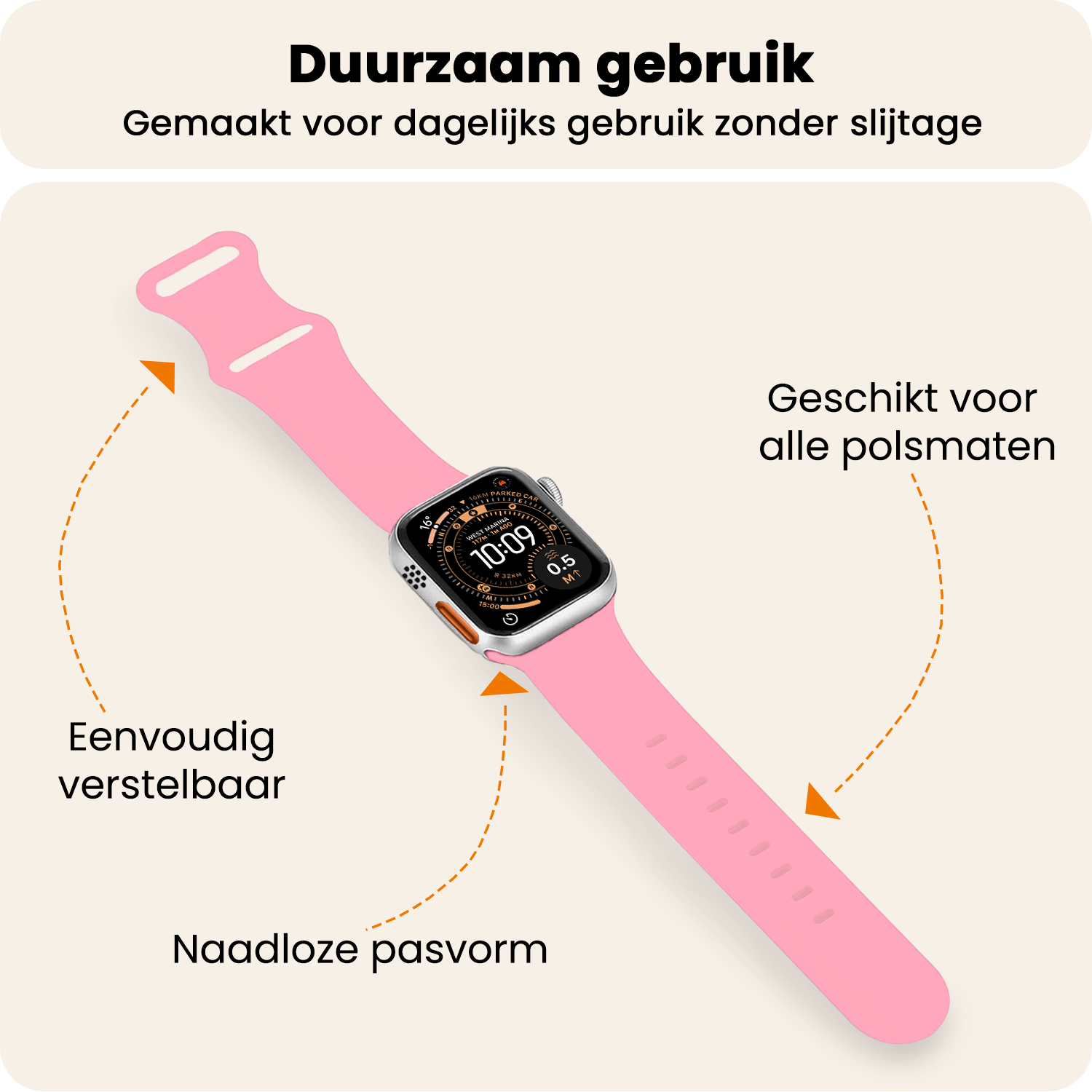Nomfy Nomfy Apple Watch Bandje Siliconen Verstelbaar (49 mm) - Roze