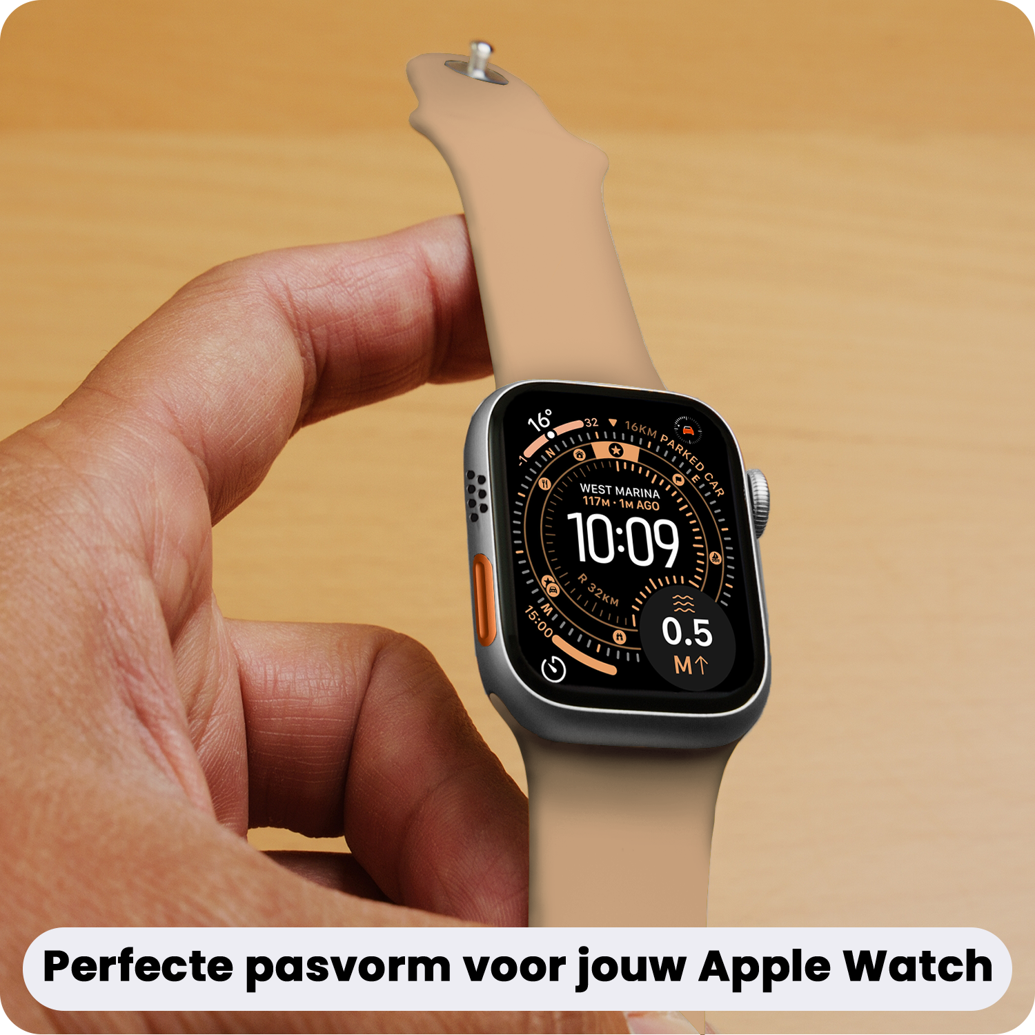 Nomfy Nomfy Apple Watch Bandje Siliconen Verstelbaar (49 mm) - Walnoot