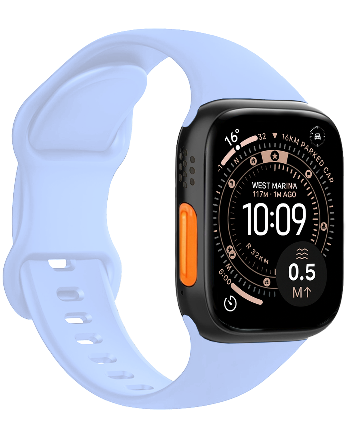 NoXx NoXx Apple Watch Bandje Siliconen Verstelbaar (49 mm) - Baby Blauw