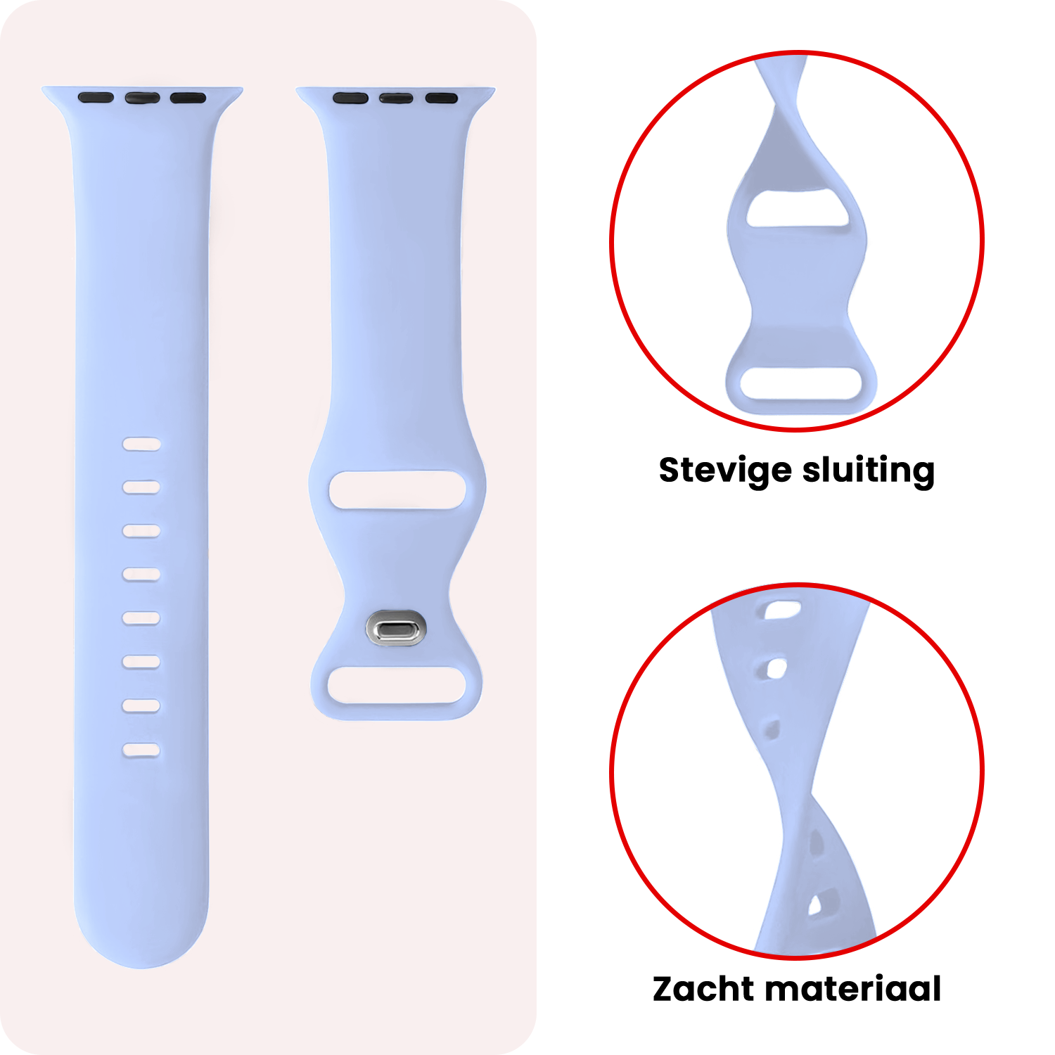 NoXx NoXx Apple Watch Bandje Siliconen Verstelbaar (49 mm) - Baby Blauw