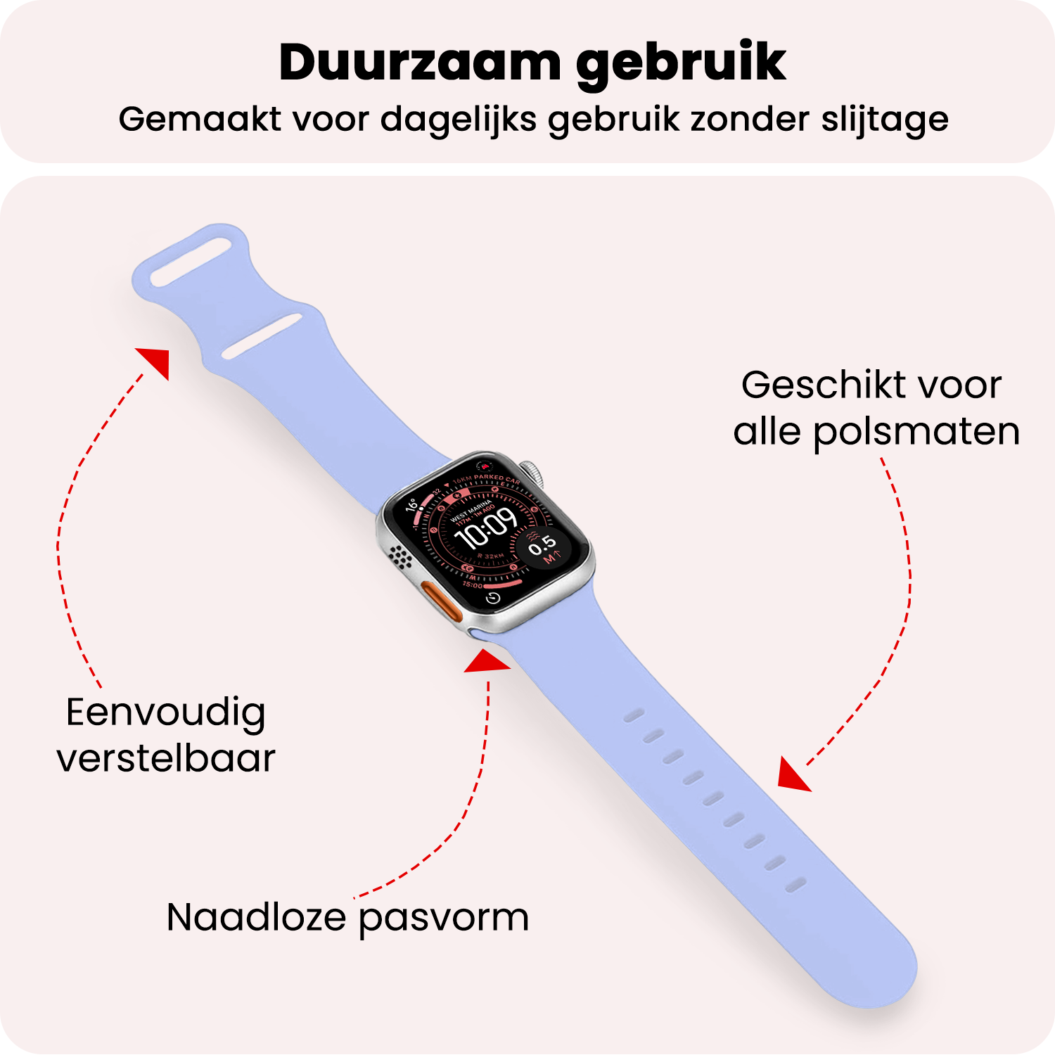 NoXx NoXx Apple Watch Bandje Siliconen Verstelbaar (49 mm) - Baby Blauw
