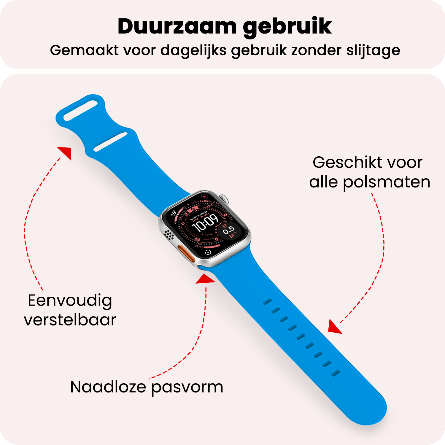 NoXx NoXx Apple Watch Bandje Siliconen Verstelbaar (49 mm) - Blauw