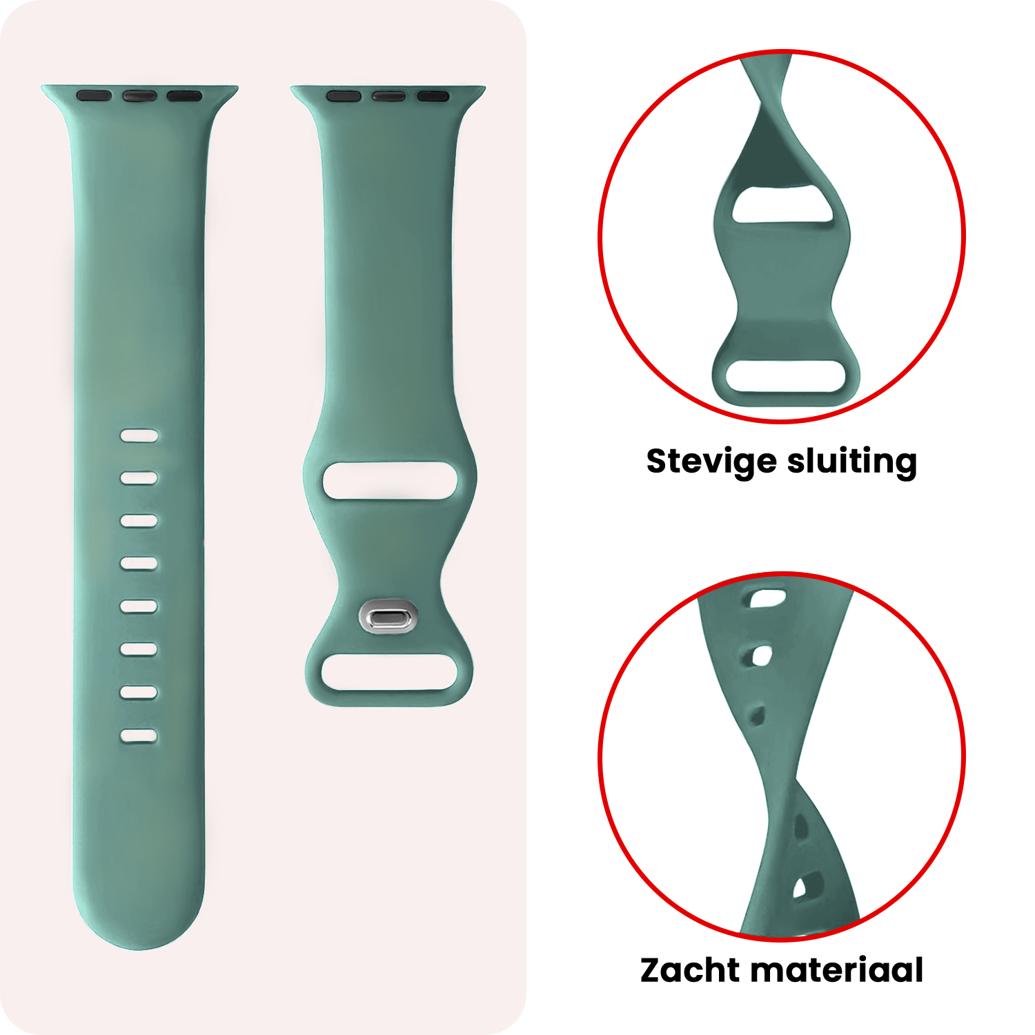 NoXx NoXx Apple Watch Bandje Siliconen Verstelbaar (49 mm) - Cactus