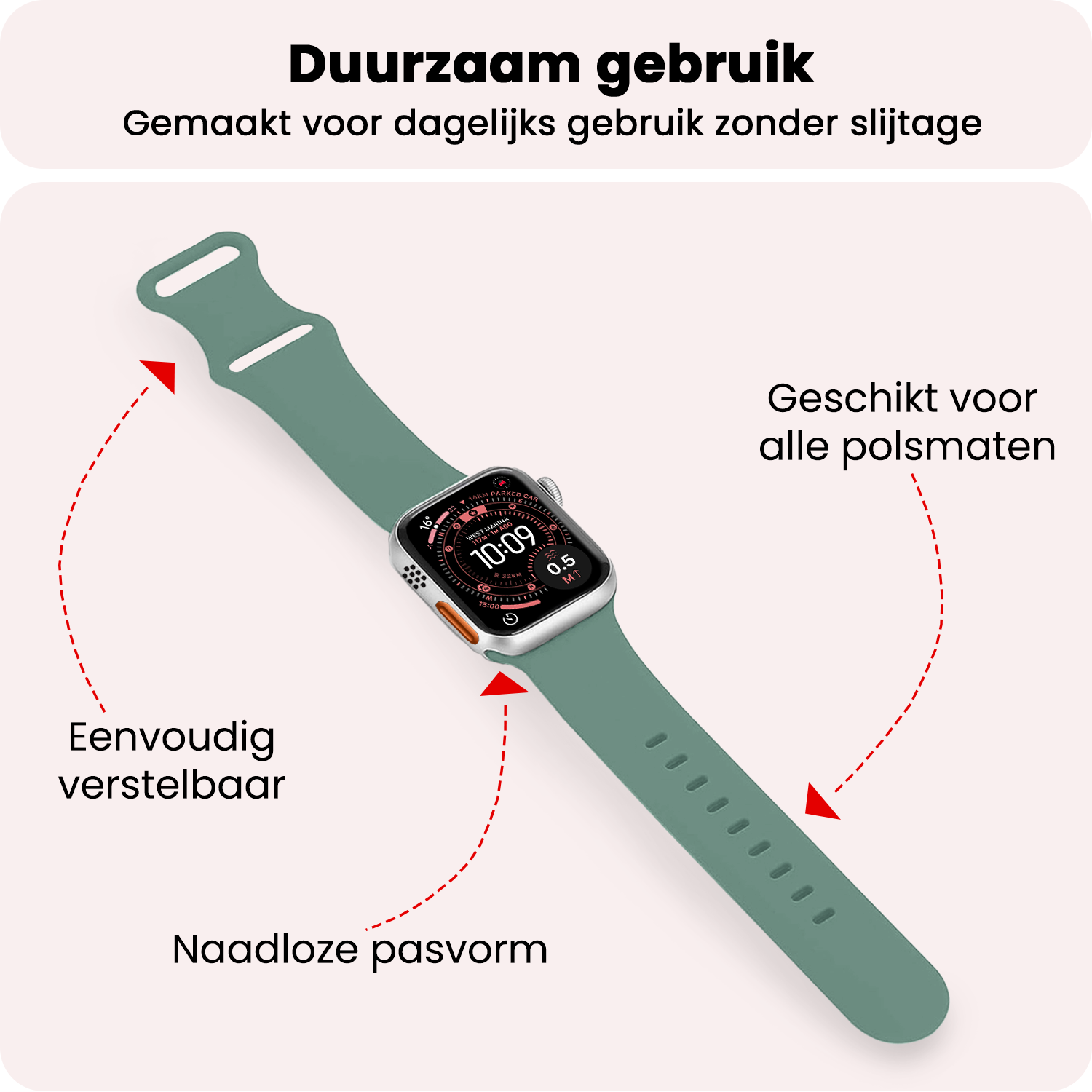 NoXx NoXx Apple Watch Bandje Siliconen Verstelbaar (49 mm) - Cactus