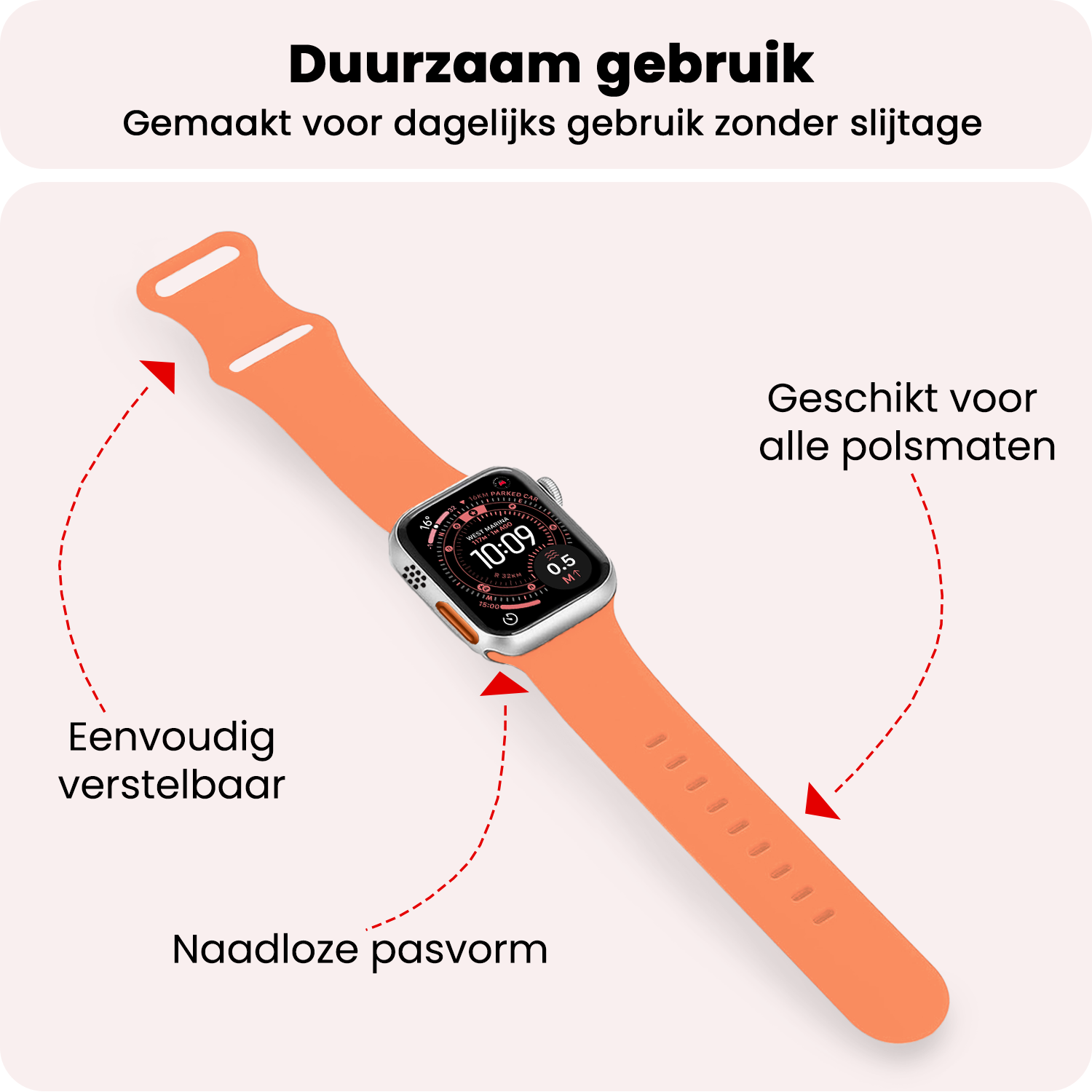 NoXx NoXx Apple Watch Bandje Siliconen Verstelbaar (49 mm) - Calendula
