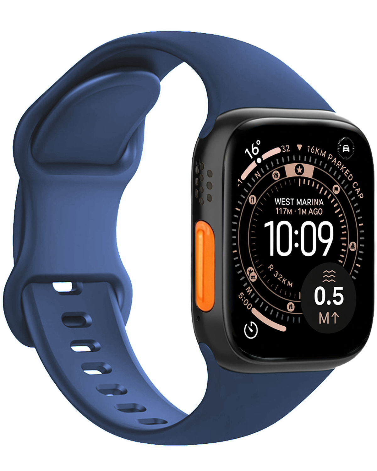 NoXx NoXx Apple Watch Bandje Siliconen Verstelbaar (49 mm) - Donkerblauw