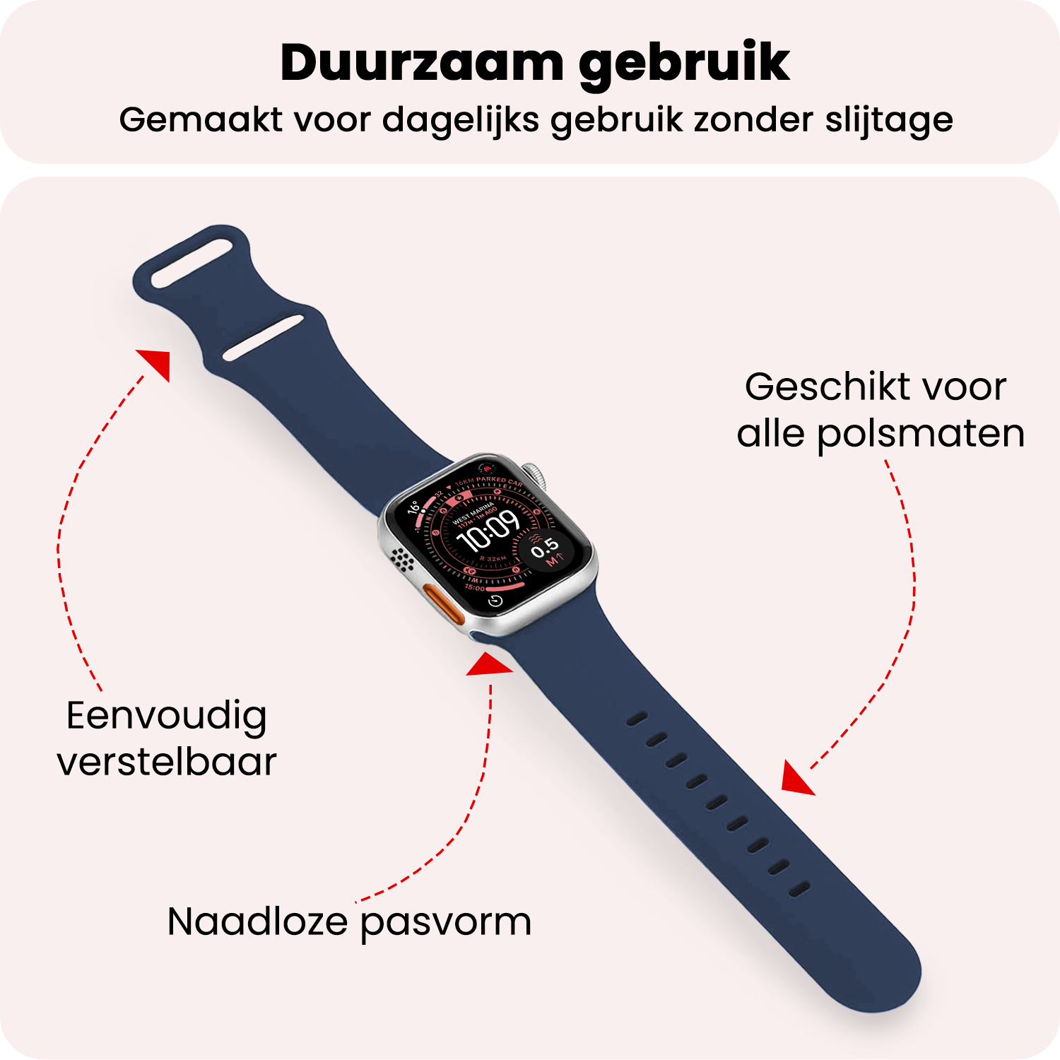 NoXx NoXx Apple Watch Bandje Siliconen Verstelbaar (49 mm) - Donkerblauw