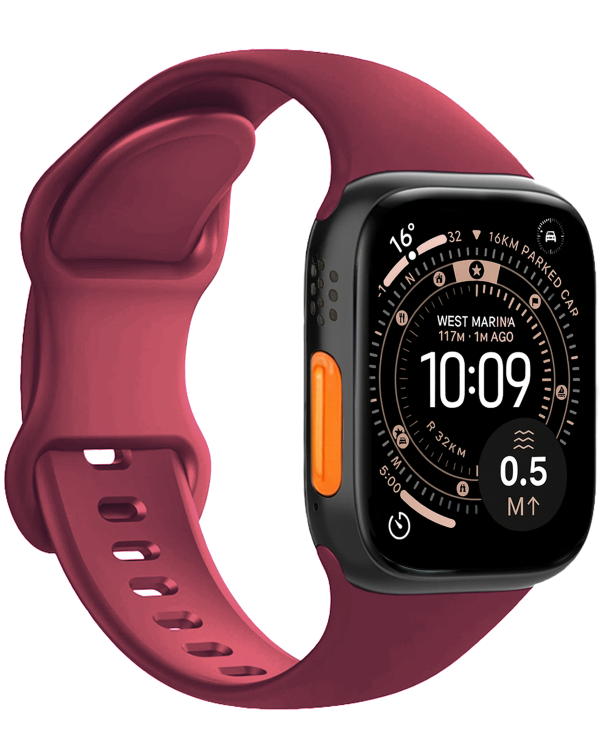 NoXx NoXx Apple Watch Bandje Siliconen Verstelbaar (49 mm) - Donker Rood