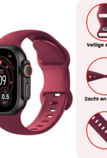 NoXx NoXx Apple Watch Bandje Siliconen Verstelbaar (49 mm) - Donker Rood