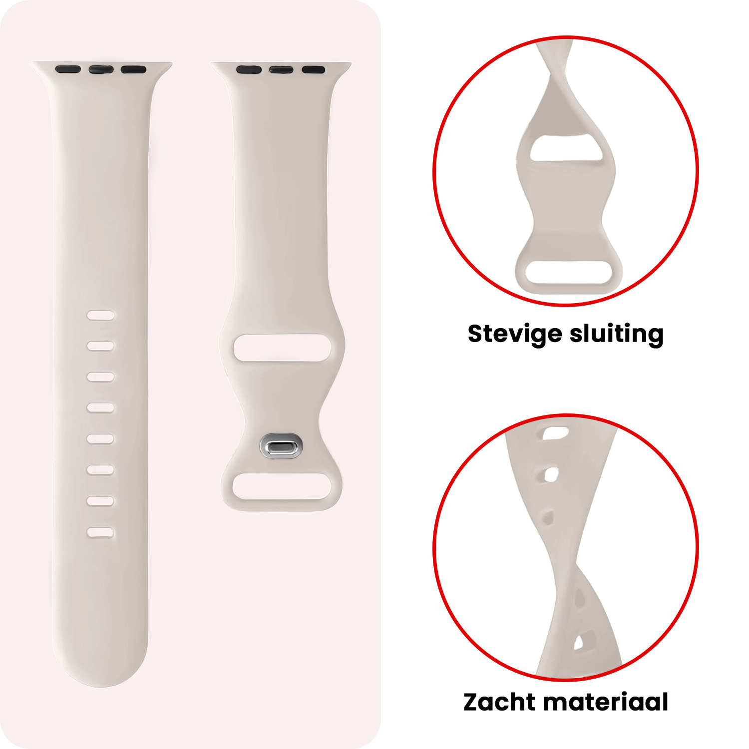 NoXx NoXx Apple Watch Bandje Siliconen Verstelbaar (49 mm) - Ivoor