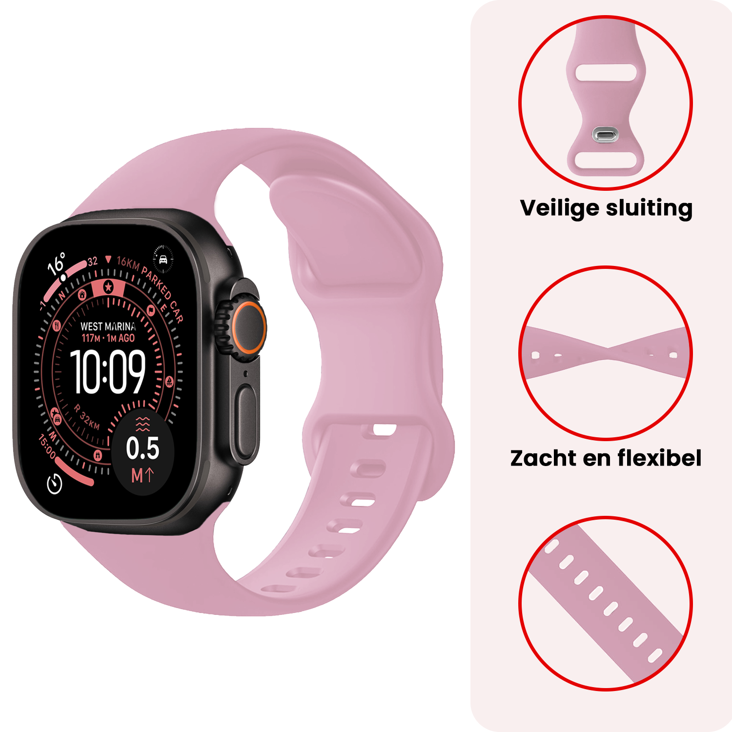 NoXx NoXx Apple Watch Bandje Siliconen Verstelbaar (49 mm) - Lila