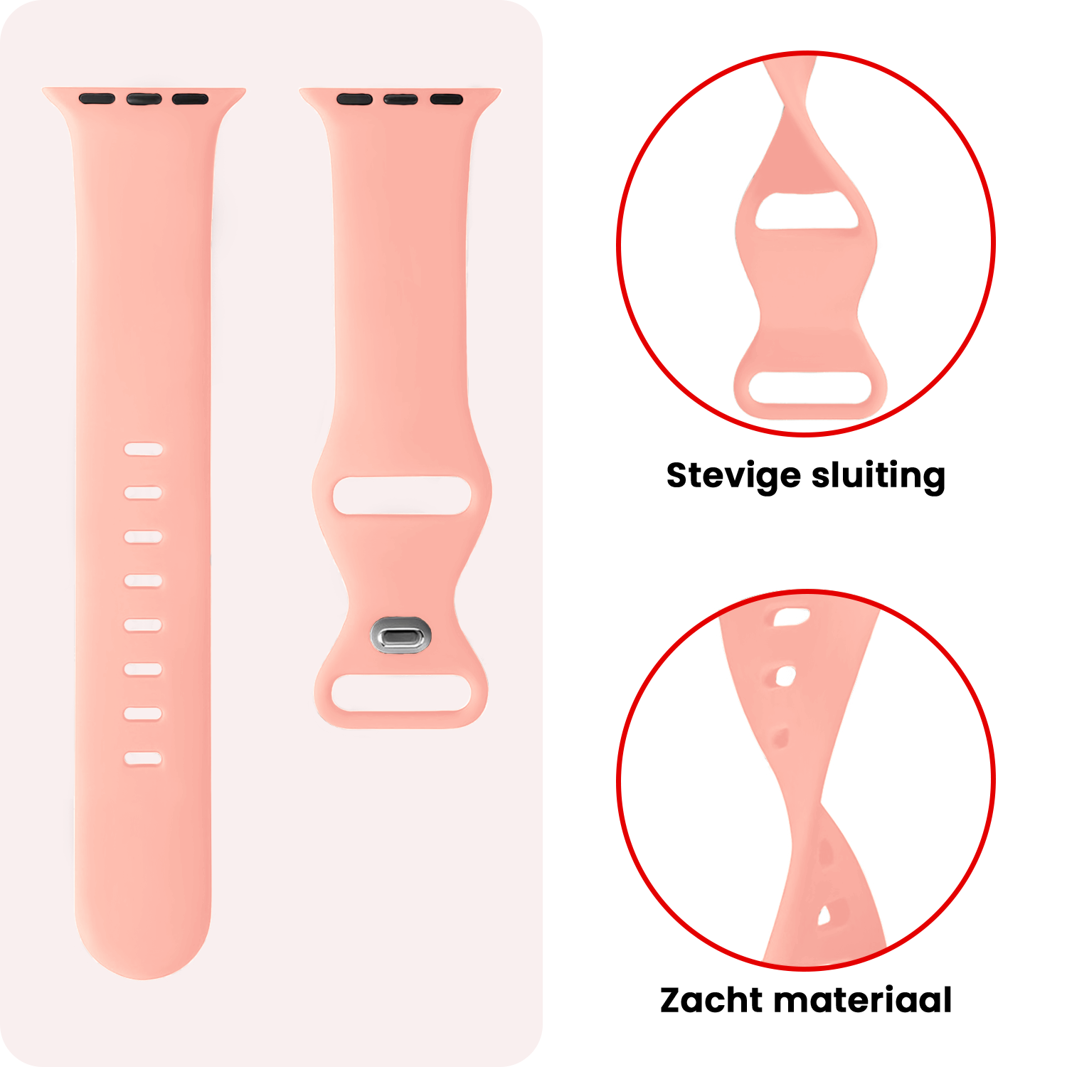 NoXx NoXx Apple Watch Bandje Siliconen Verstelbaar (49 mm) - Oud Roze