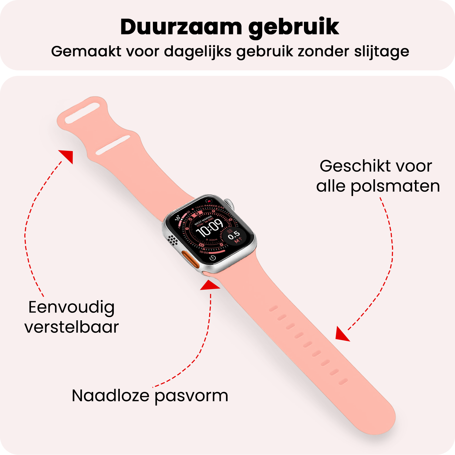 NoXx NoXx Apple Watch Bandje Siliconen Verstelbaar (49 mm) - Oud Roze