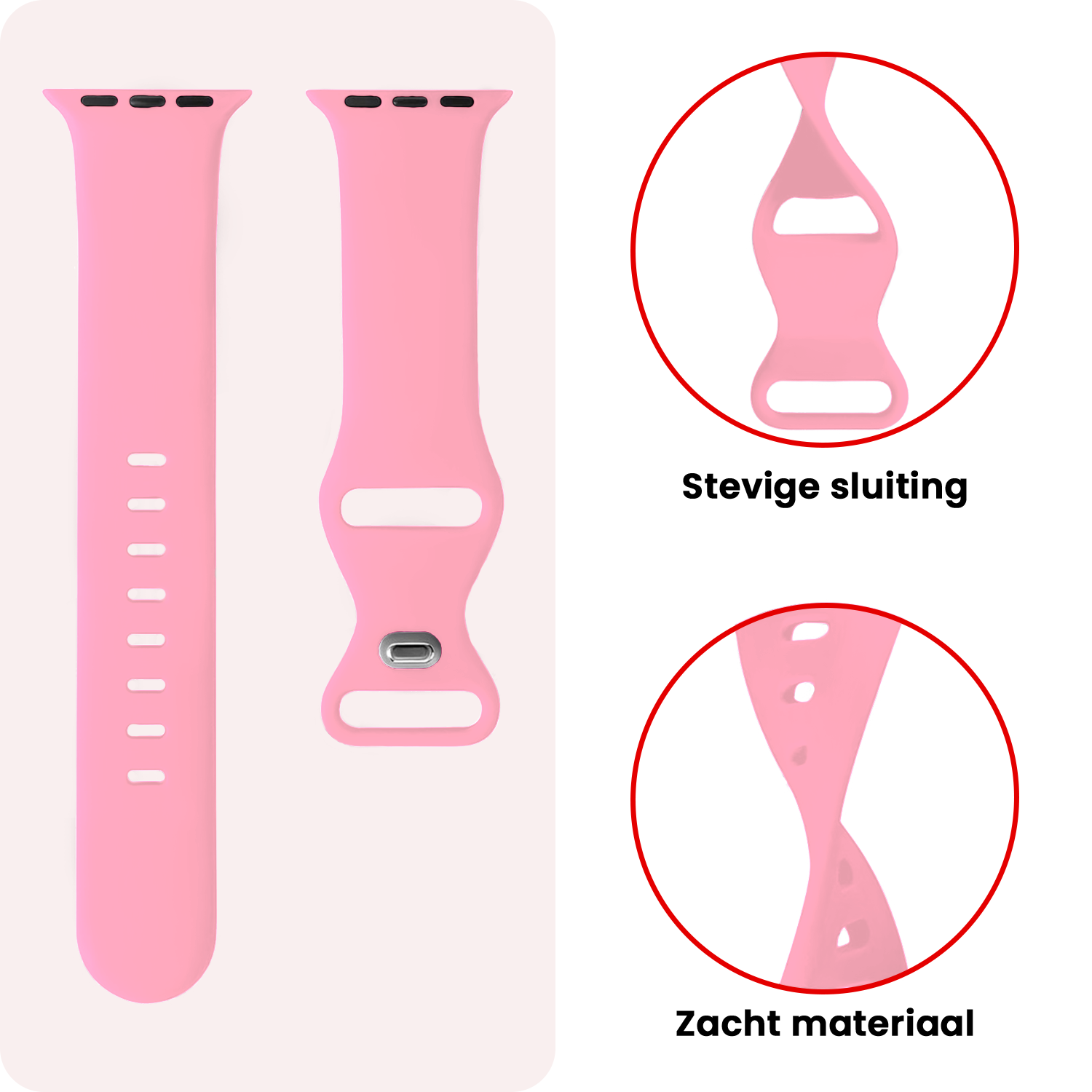 NoXx NoXx Apple Watch Bandje Siliconen Verstelbaar (49 mm) - Roze