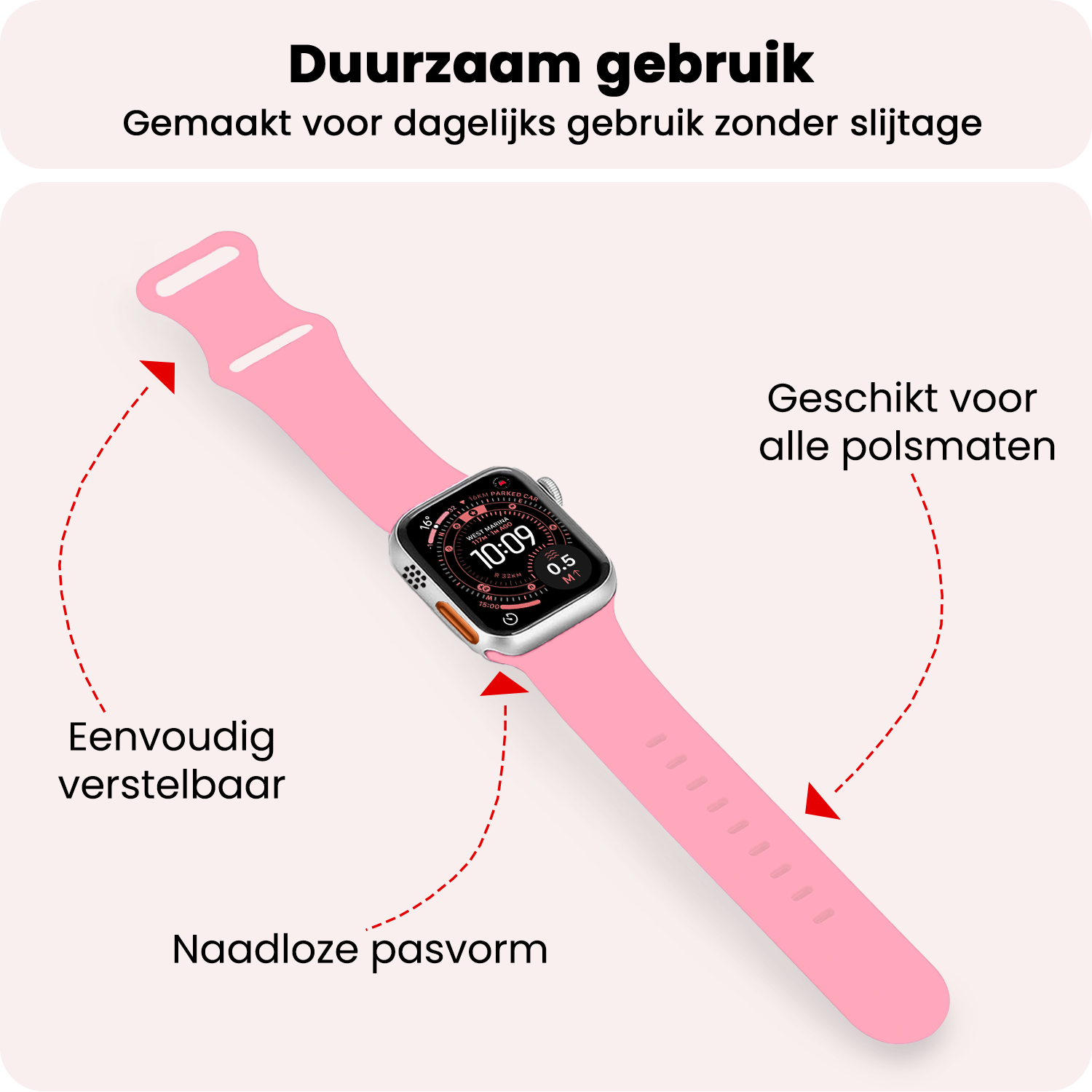 NoXx NoXx Apple Watch Bandje Siliconen Verstelbaar (49 mm) - Roze