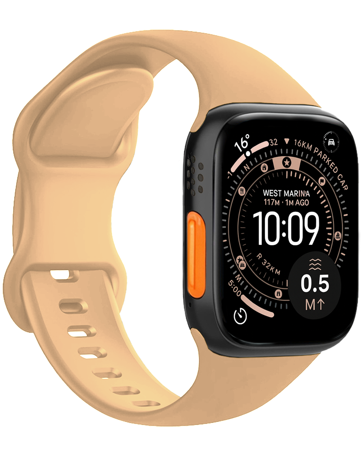 NoXx NoXx Apple Watch Bandje Siliconen Verstelbaar (49 mm) - Walnoot