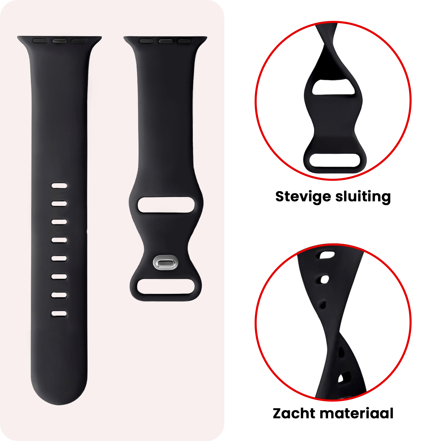 NoXx NoXx Apple Watch Bandje Siliconen Verstelbaar (49 mm) - Zwart