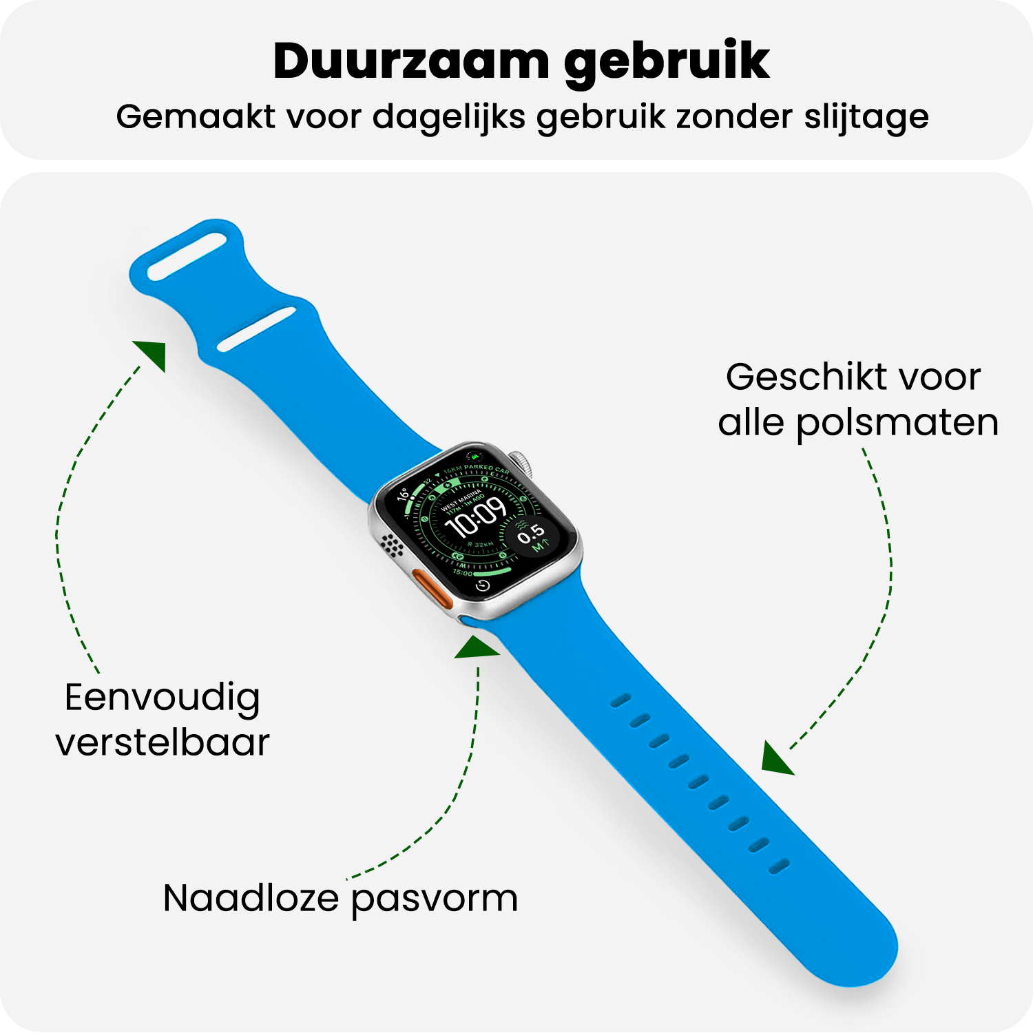 BASEY. BASEY. Apple Watch Bandje Siliconen Verstelbaar (49 mm) - Blauw
