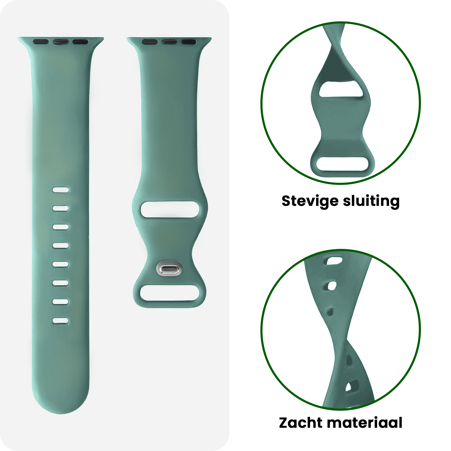 BASEY. BASEY. Apple Watch Bandje Siliconen Verstelbaar (49 mm) - Cactus