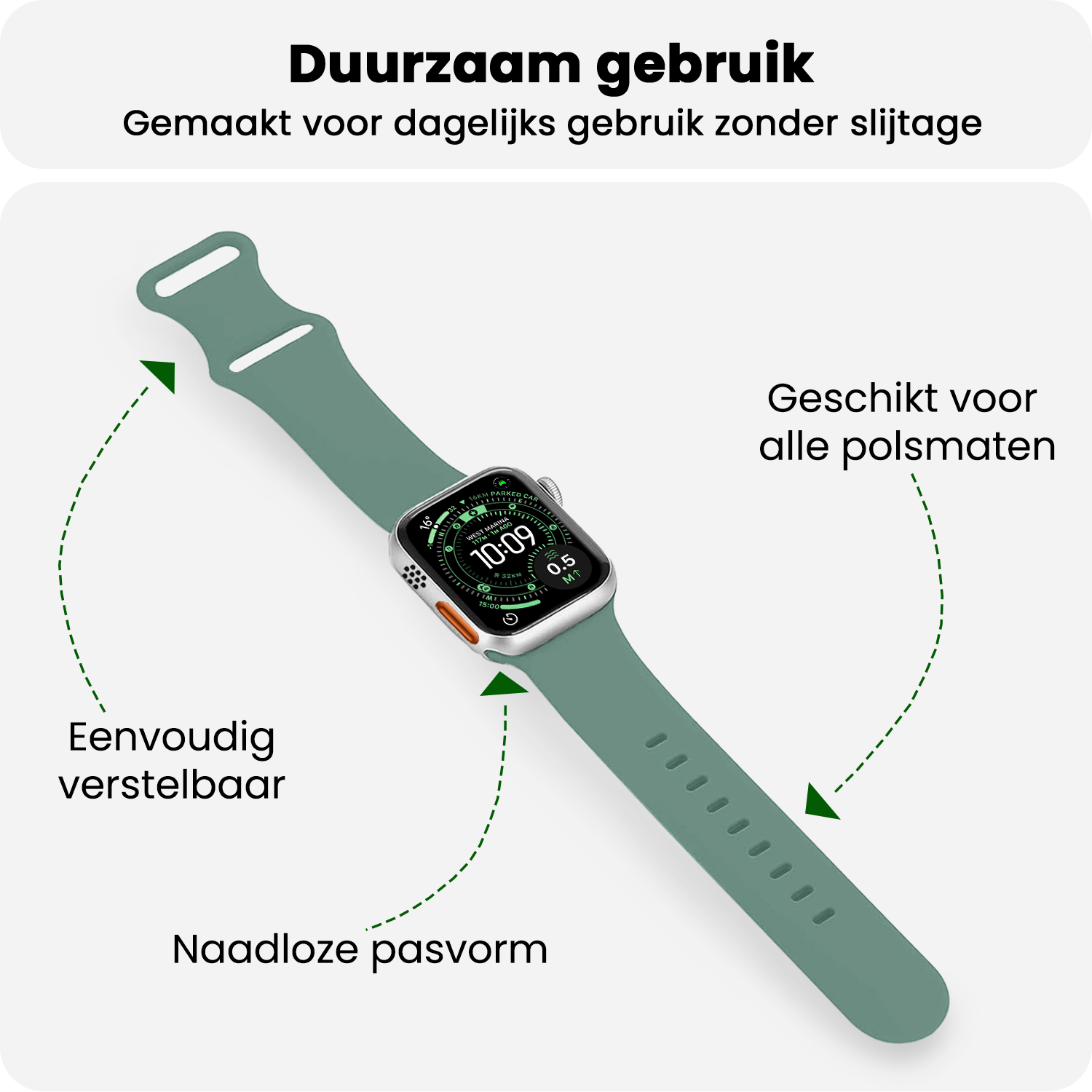 BASEY. BASEY. Apple Watch Bandje Siliconen Verstelbaar (49 mm) - Cactus