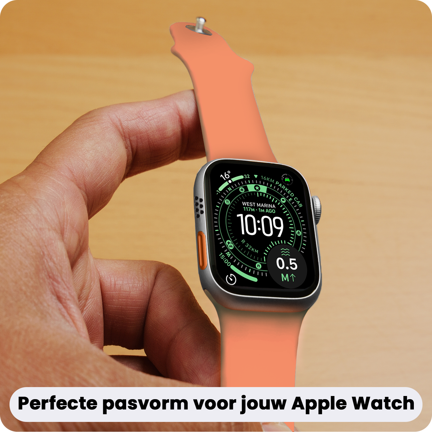 BASEY. BASEY. Apple Watch Bandje Siliconen Verstelbaar (49 mm) - Calendula