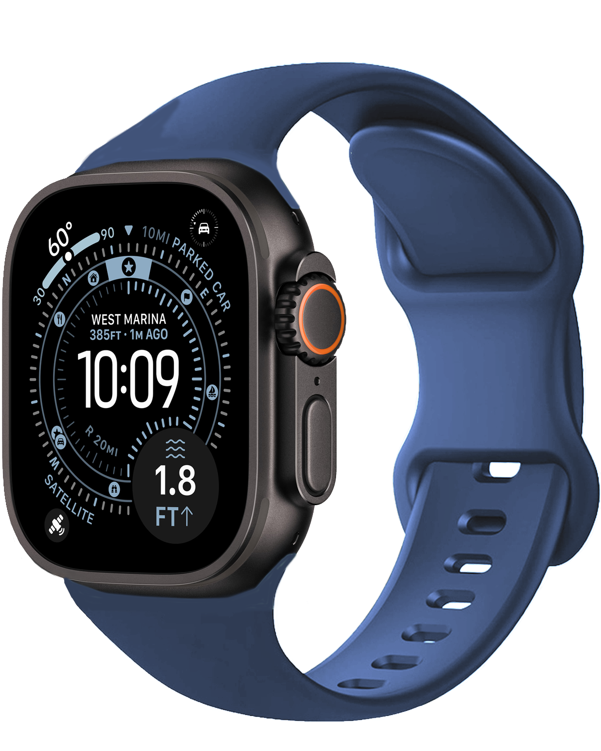 BASEY. BASEY. Apple Watch Bandje Siliconen Verstelbaar (49 mm) - Donkerblauw
