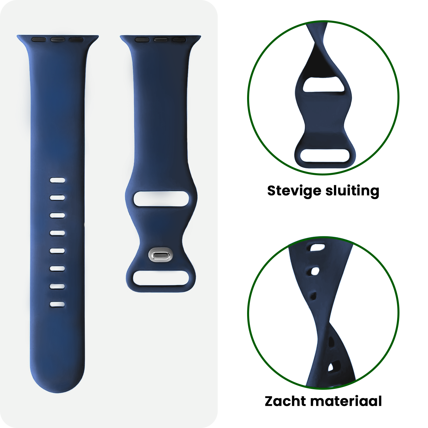 BASEY. BASEY. Apple Watch Bandje Siliconen Verstelbaar (49 mm) - Donkerblauw