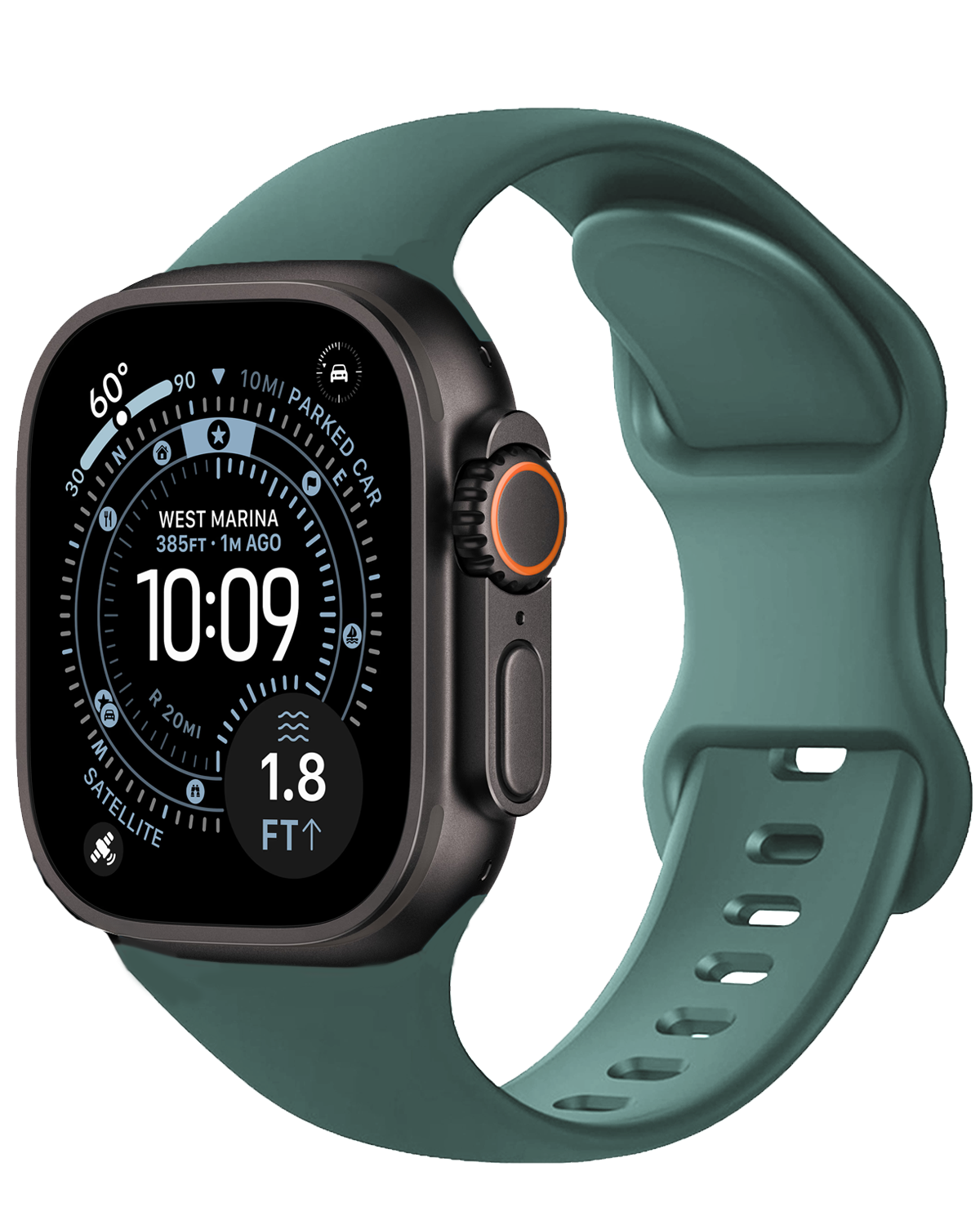 BASEY. BASEY. Apple Watch Bandje Siliconen Verstelbaar (49 mm) - Donkergroen