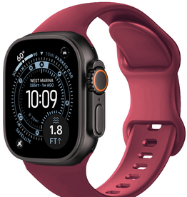 BASEY. BASEY. Apple Watch Bandje Siliconen Verstelbaar (49 mm) - Donker Rood